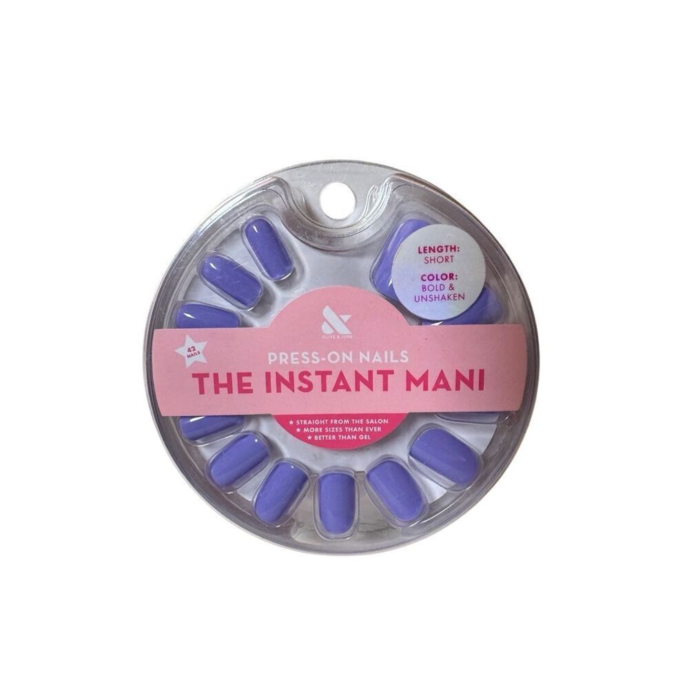 Olive & June Press-on Artificial Nails, Squoval Short, Bold Unshaken Purple 42ct